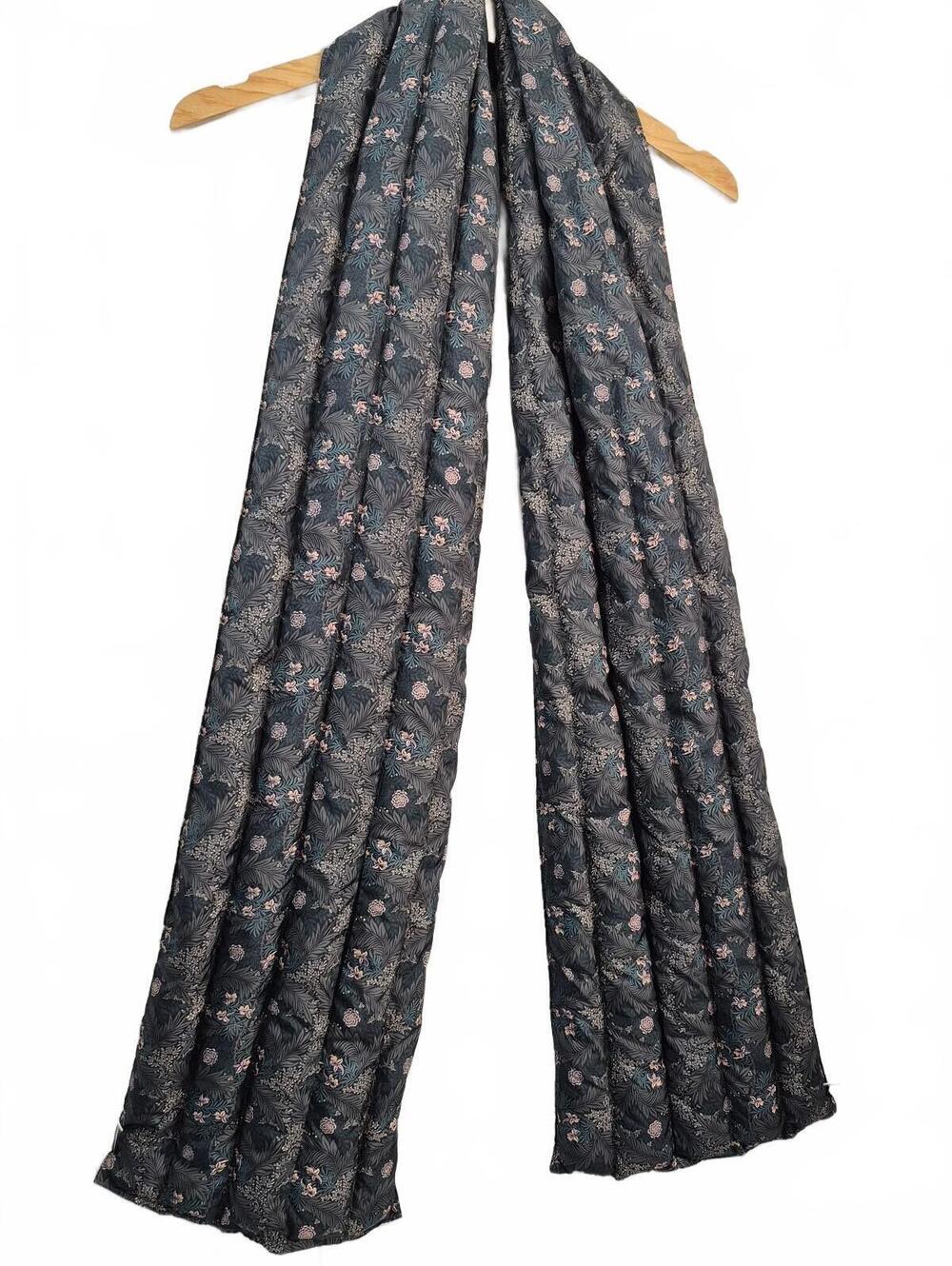 Look Floral Print Lightweight Scarf One Size – Gray Teal Pink – Long Rectangular